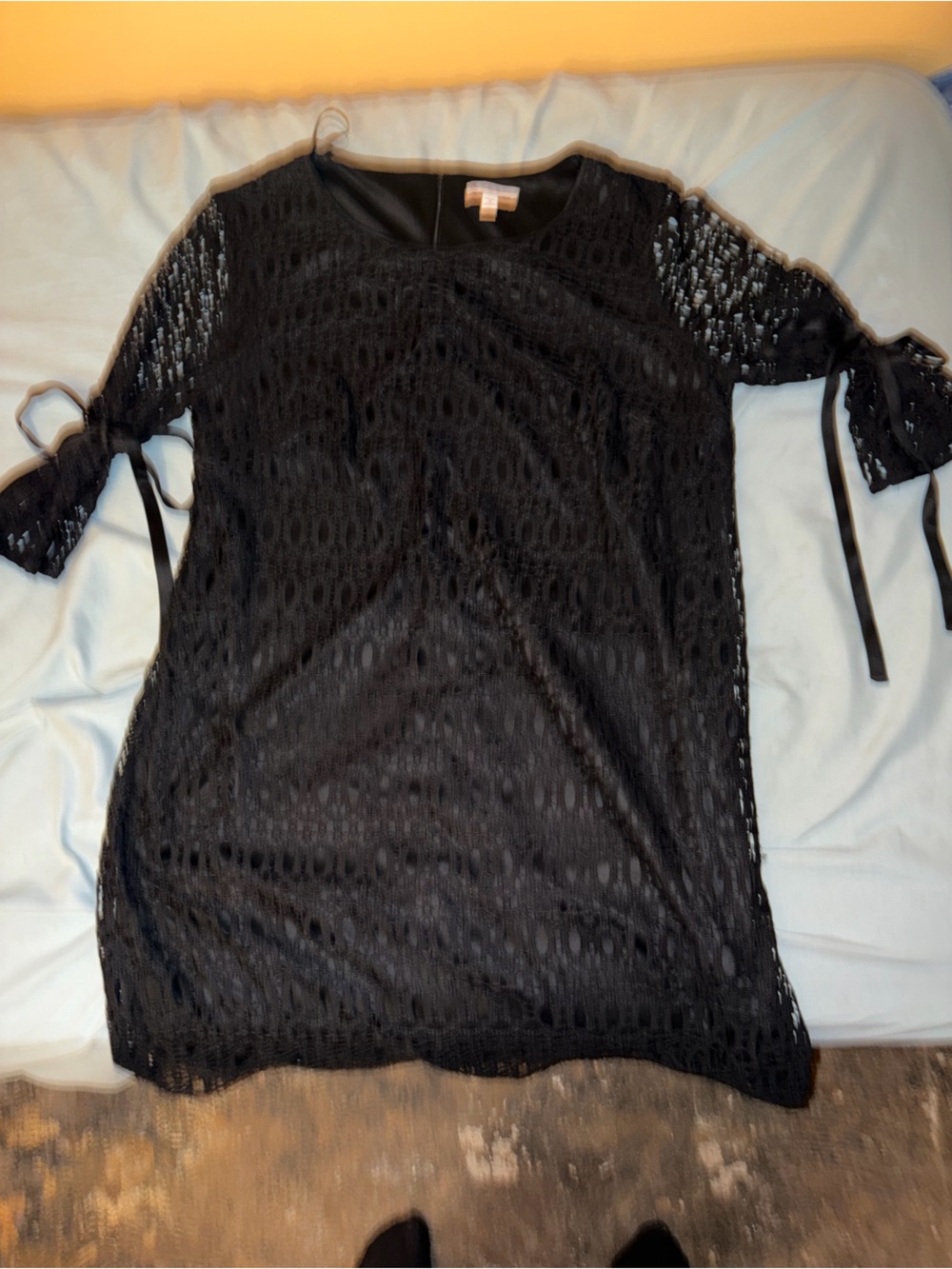 Black Dress with Lace Design